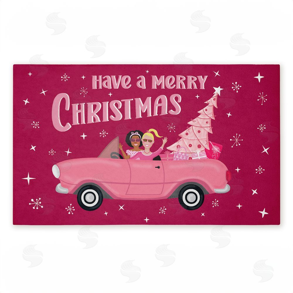 Darlene Seale Midcentury Pink Christmas Unwoven Outdoor Door Mat