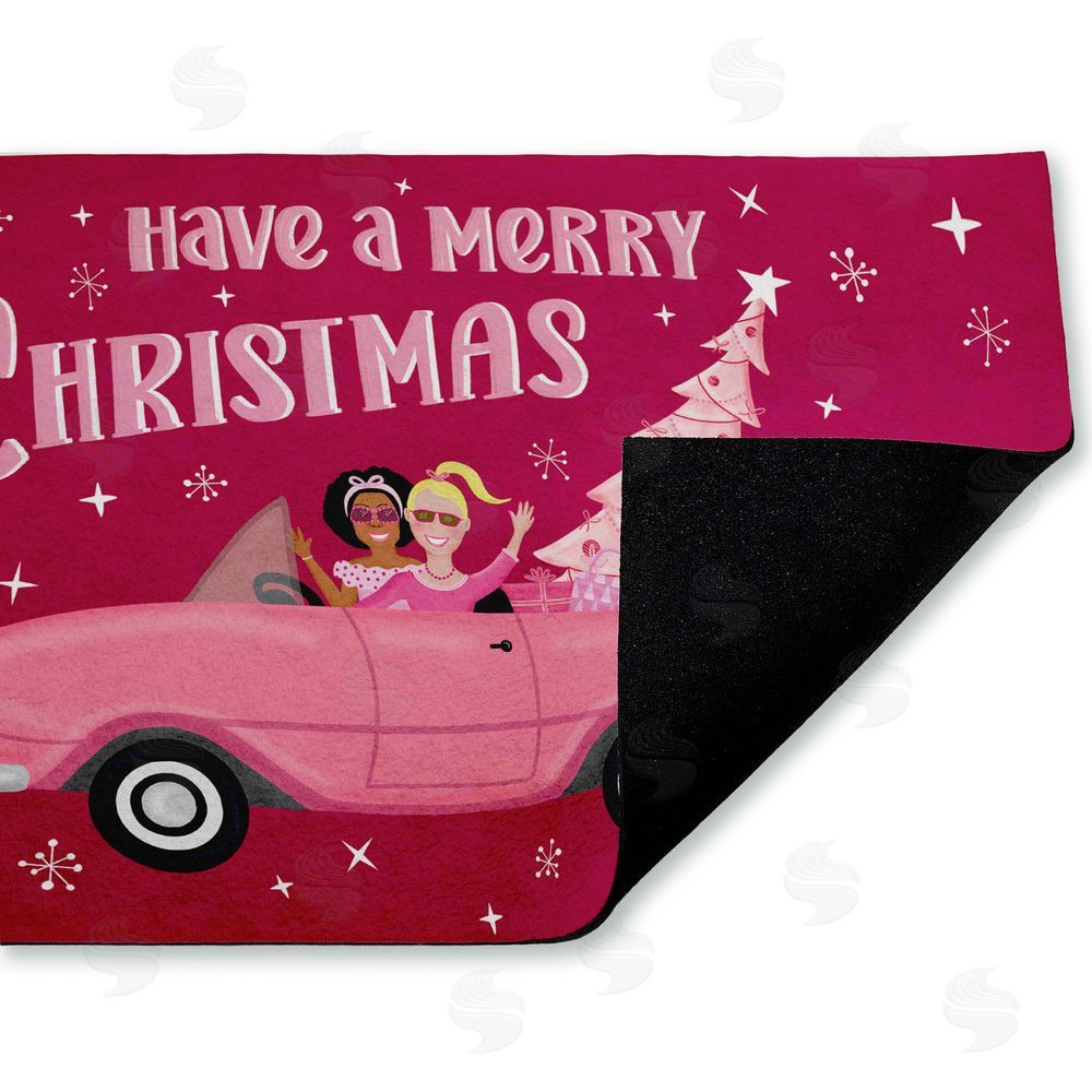 Darlene Seale Midcentury Pink Christmas Unwoven Outdoor Door Mat