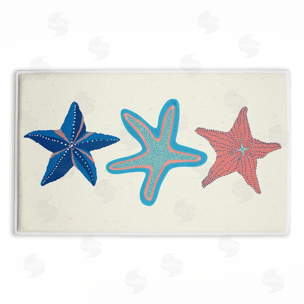 Darlene Seale Coastal Americana Starfish Plush Bathroom Floor Mat