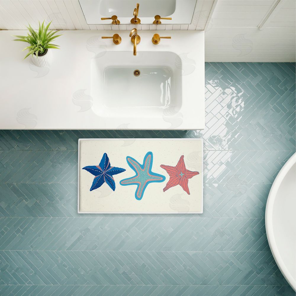 Darlene Seale Coastal Americana Starfish Plush Bathroom Floor Mat