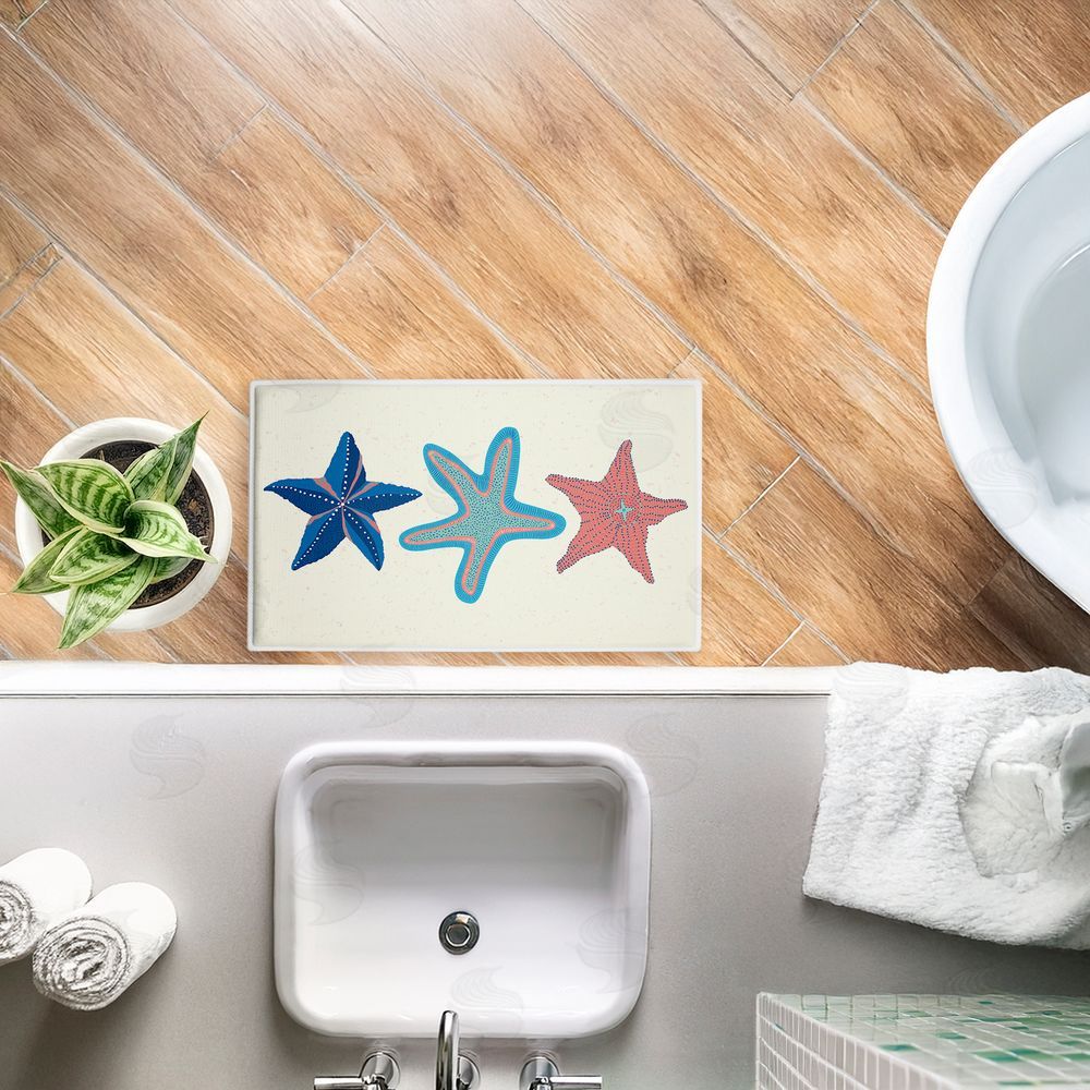 Darlene Seale Coastal Americana Starfish Plush Bathroom Floor Mat