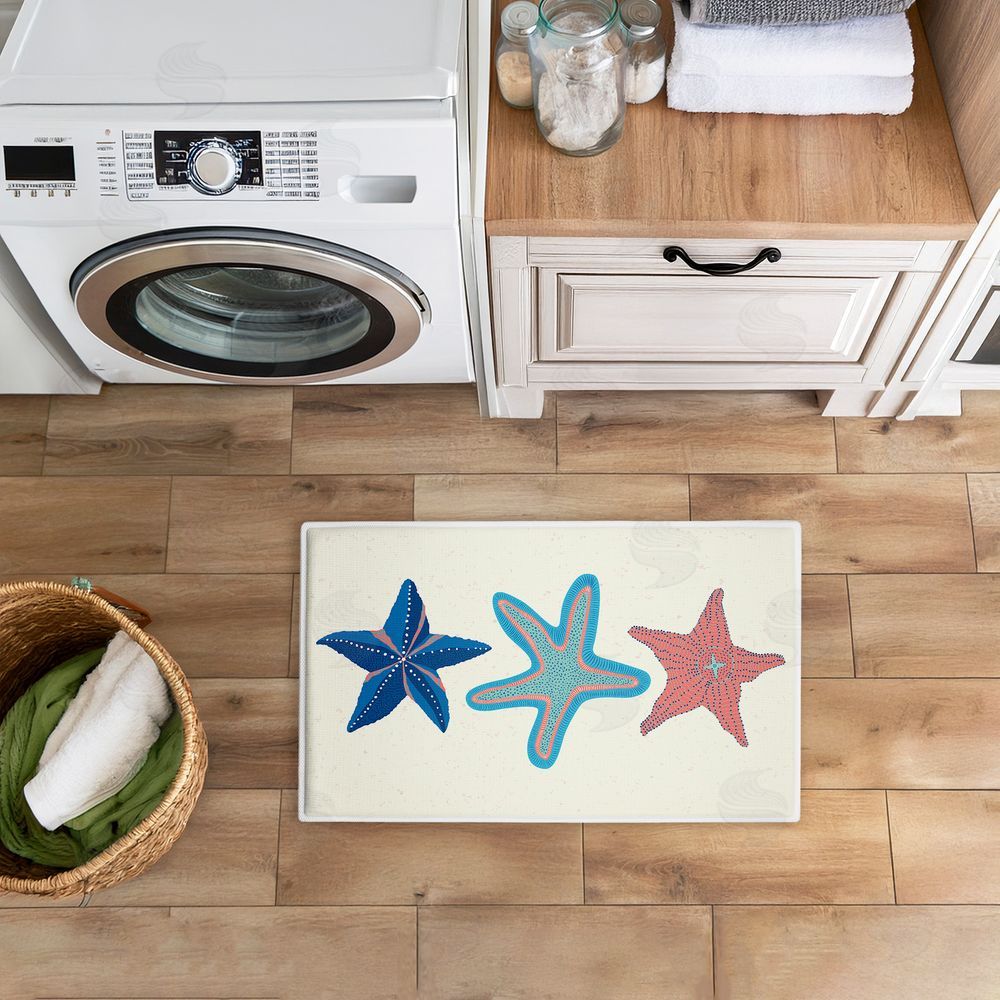 Darlene Seale Coastal Americana Starfish Plush Bathroom Floor Mat