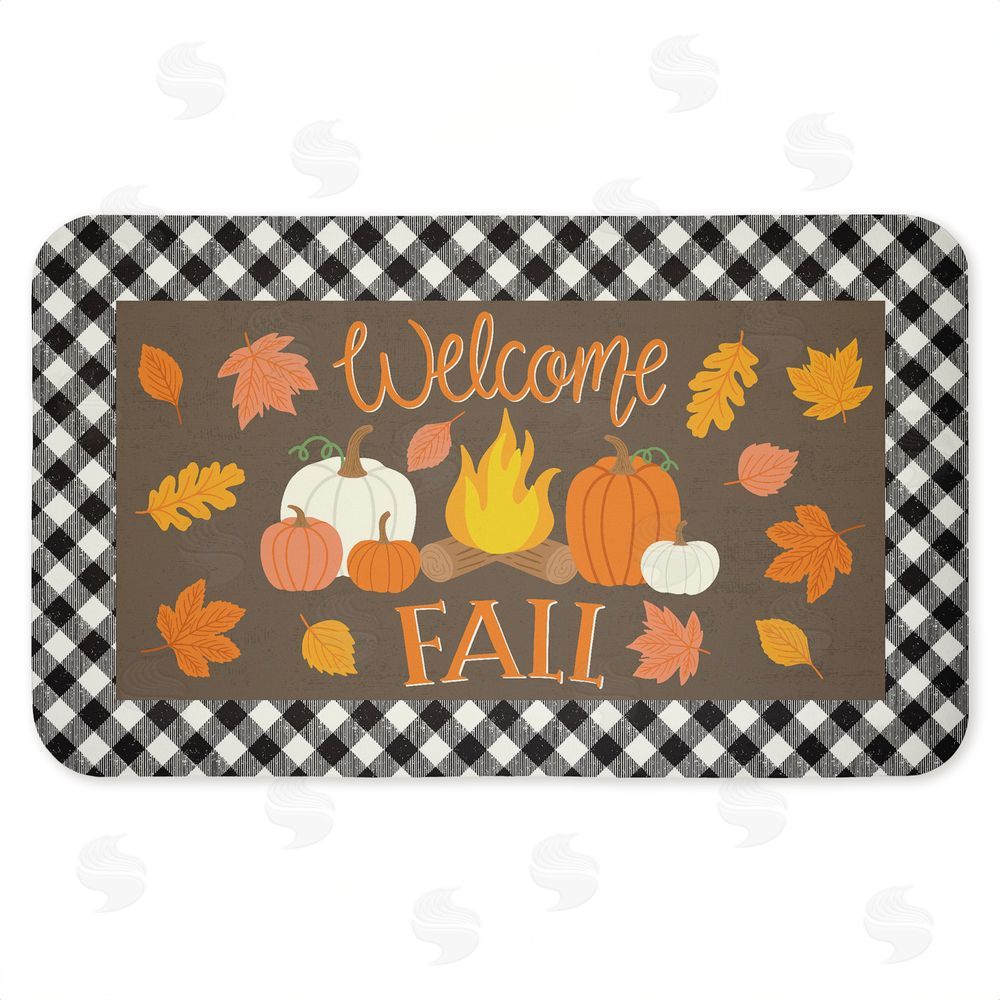 Taylor Shannon Designs Welcome Fall Gingham Border Kitchen Floor Mat
