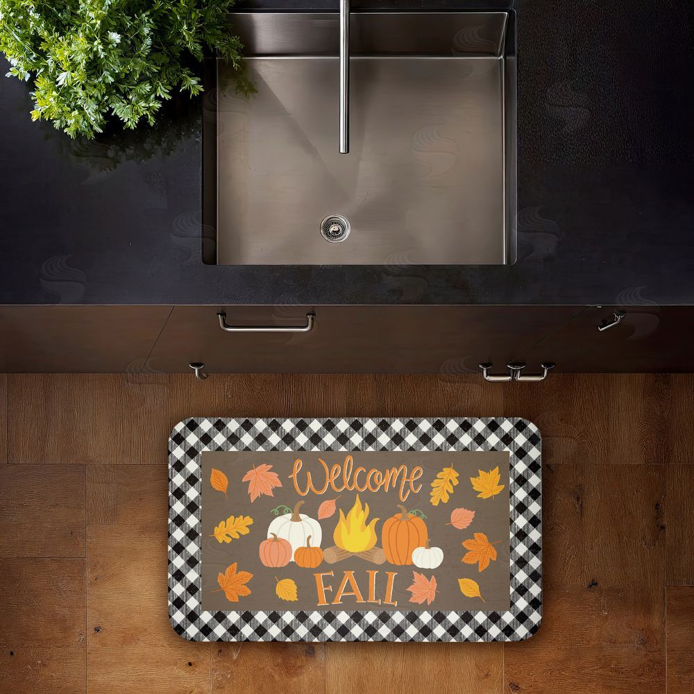 Taylor Shannon Designs Welcome Fall Gingham Border Kitchen Floor Mat