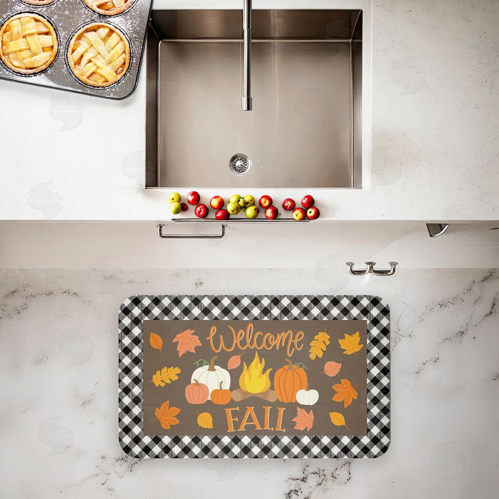 Taylor Shannon Designs Welcome Fall Gingham Border Kitchen Floor Mat
