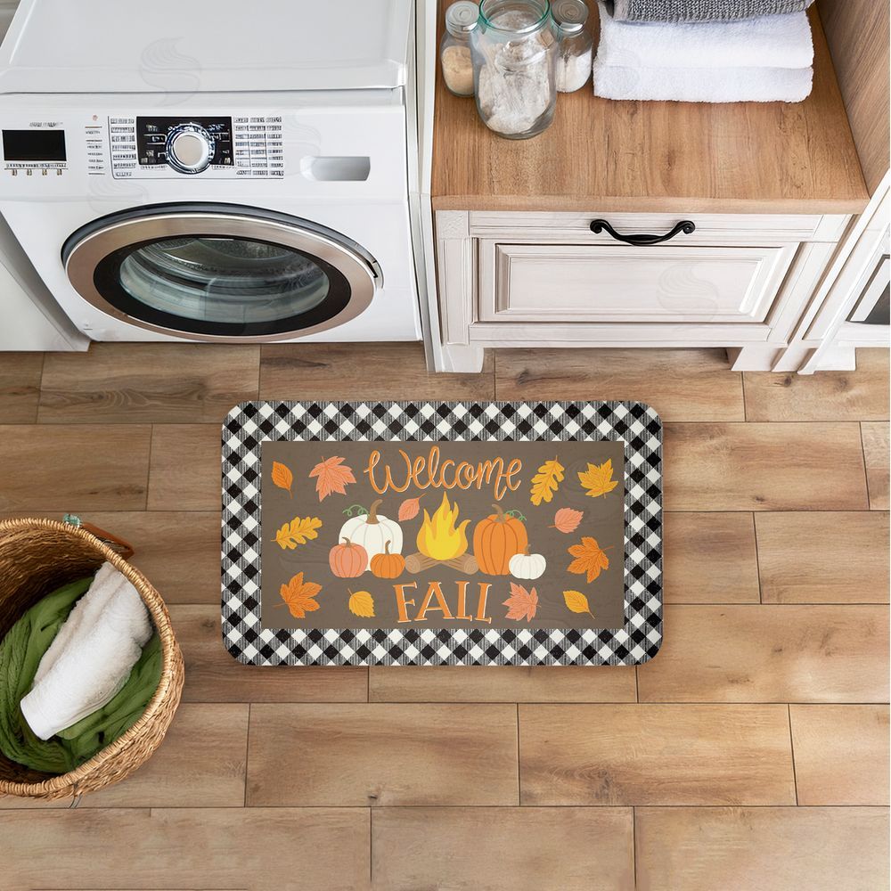 Taylor Shannon Designs Welcome Fall Gingham Border Kitchen Floor Mat