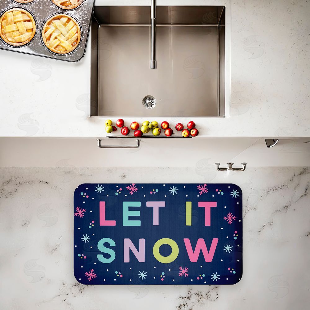 Emily Cromwell Purple Tone Let It Snow Kitchen Floor Mat
