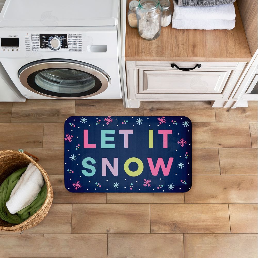 Emily Cromwell Purple Tone Let It Snow Kitchen Floor Mat