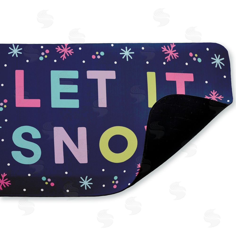 Emily Cromwell Purple Tone Let It Snow Kitchen Floor Mat