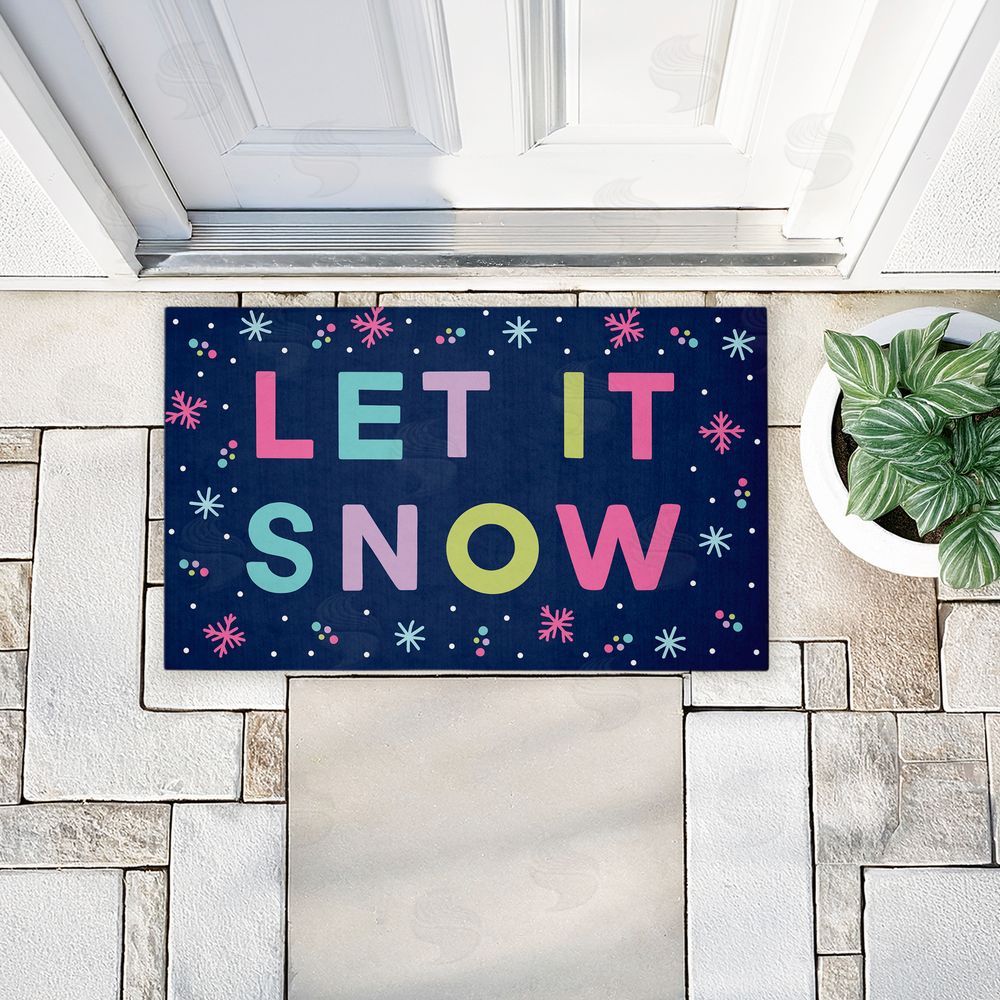 Emily Cromwell Purple Tone Let It Snow Unwoven Outdoor Door Mat