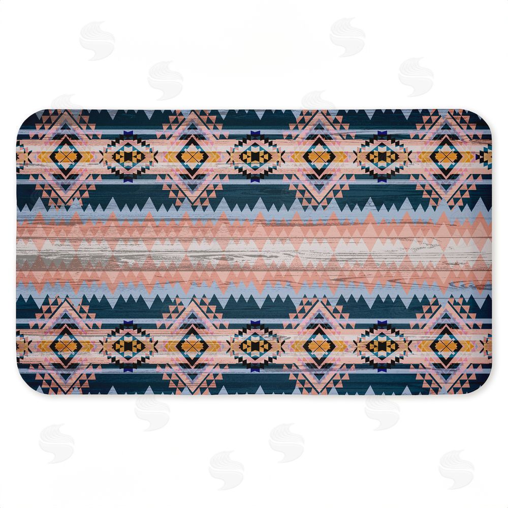 Jennifer Ellory Geometric Boho Vibe Stripes Kitchen Floor Mat