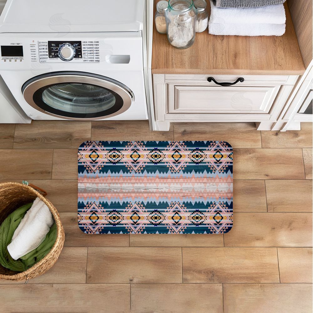 Jennifer Ellory Geometric Boho Vibe Stripes Kitchen Floor Mat