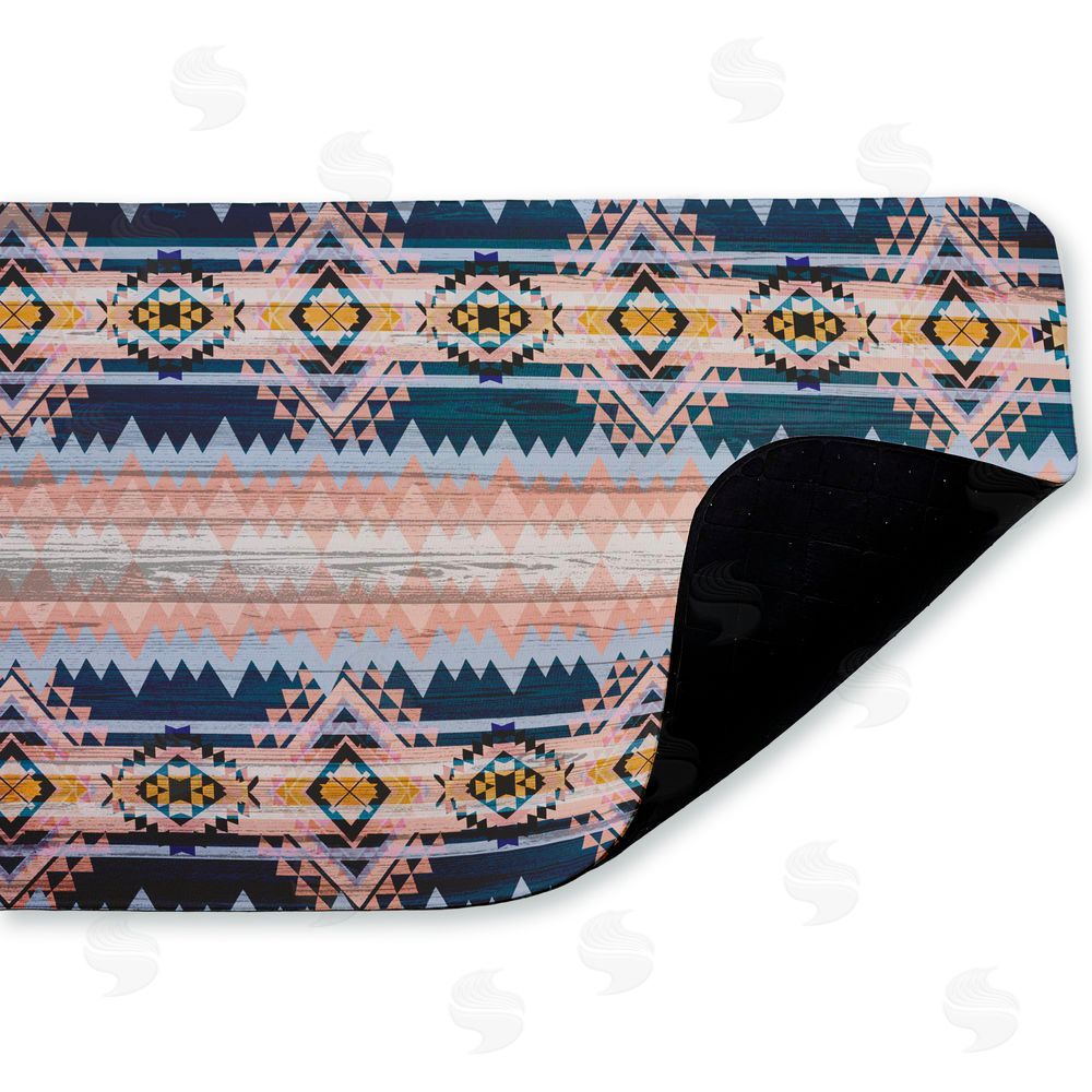 Jennifer Ellory Geometric Boho Vibe Stripes Kitchen Floor Mat