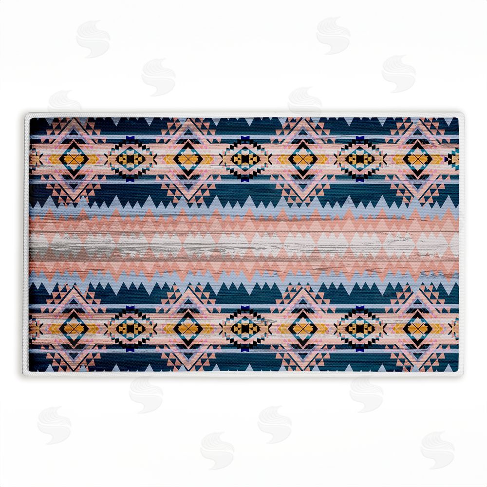 Jennifer Ellory Geometric Boho Vibe Stripes Plush Bathroom Floor Mat