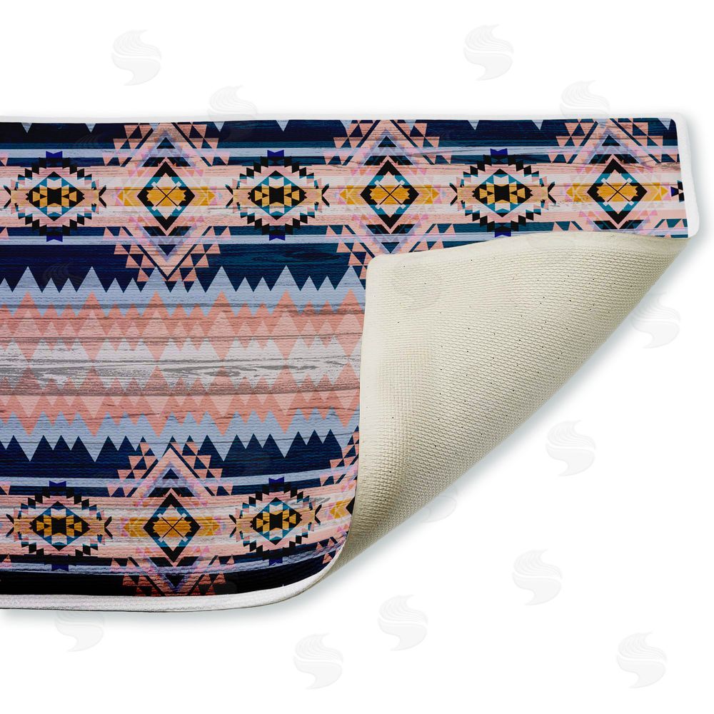Jennifer Ellory Geometric Boho Vibe Stripes Plush Bathroom Floor Mat