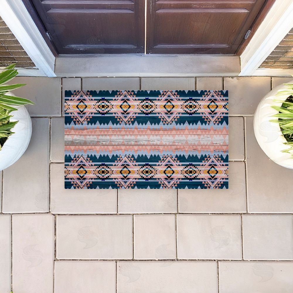 Jennifer Ellory Geometric Boho Vibe Stripes Unwoven Outdoor Door Mat