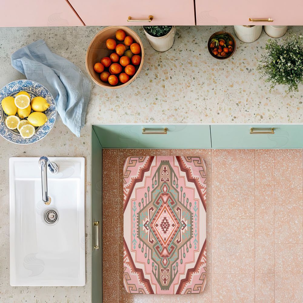 Corinne Lent Terracotta Dreams Pink Boho Kitchen Floor Mat