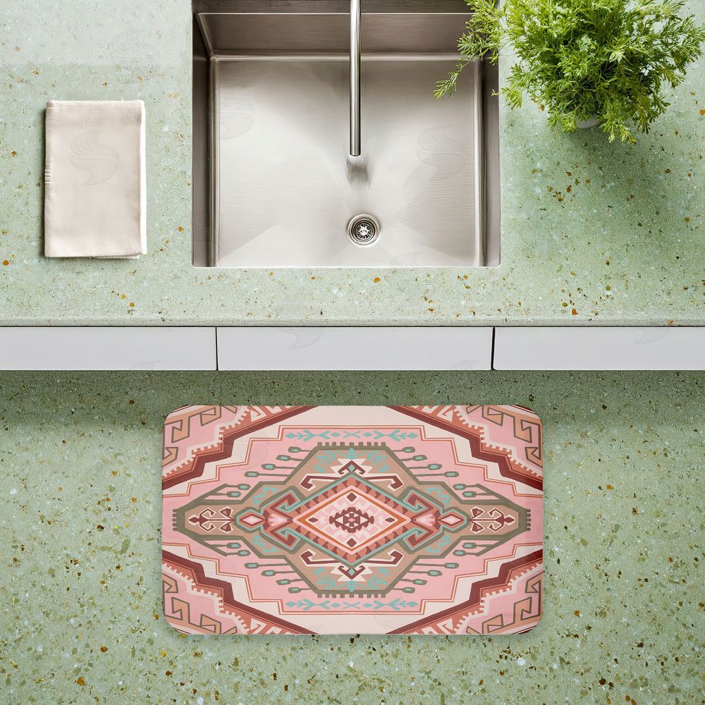 Corinne Lent Terracotta Dreams Pink Boho Kitchen Floor Mat