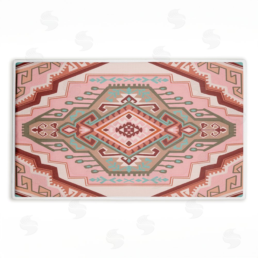 Corinne Lent Terracotta Dreams Pink Boho Plush Bathroom Floor Mat