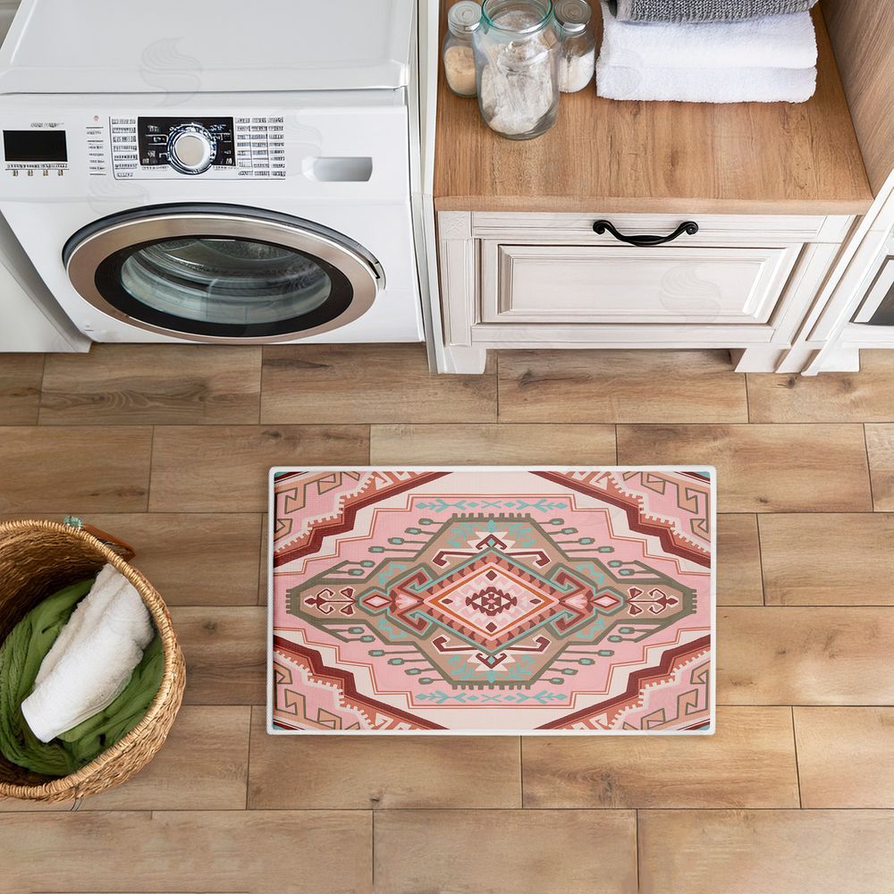 Corinne Lent Terracotta Dreams Pink Boho Plush Bathroom Floor Mat