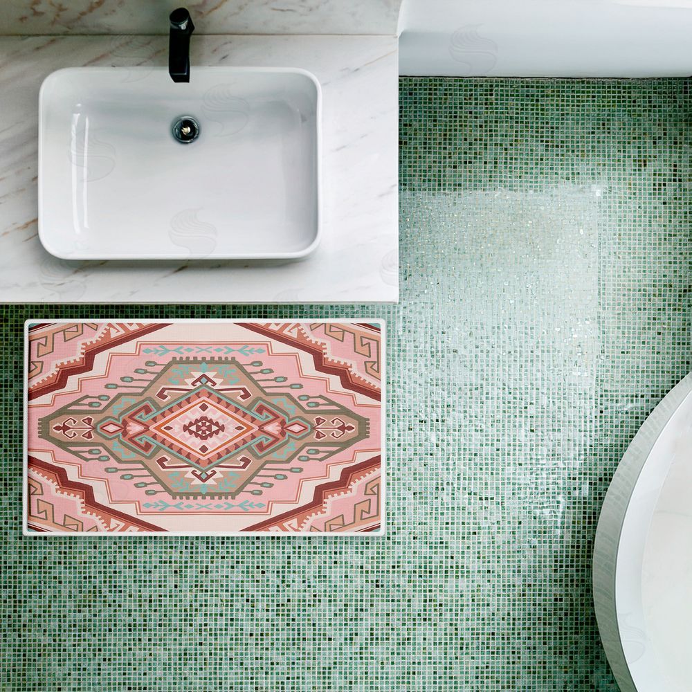 Corinne Lent Terracotta Dreams Pink Boho Plush Bathroom Floor Mat