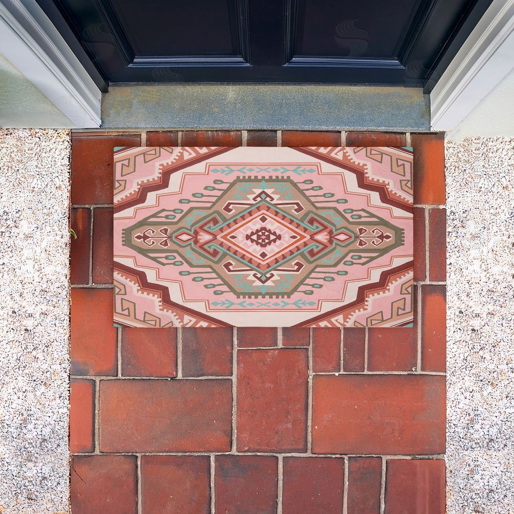 Corinne Lent Terracotta Dreams Pink Boho Unwoven Outdoor Door Mat