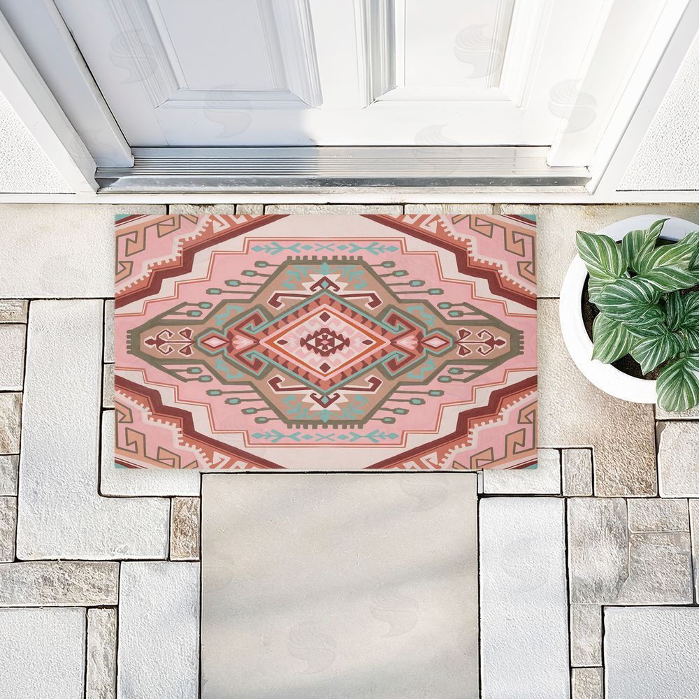 Corinne Lent Terracotta Dreams Pink Boho Unwoven Outdoor Door Mat