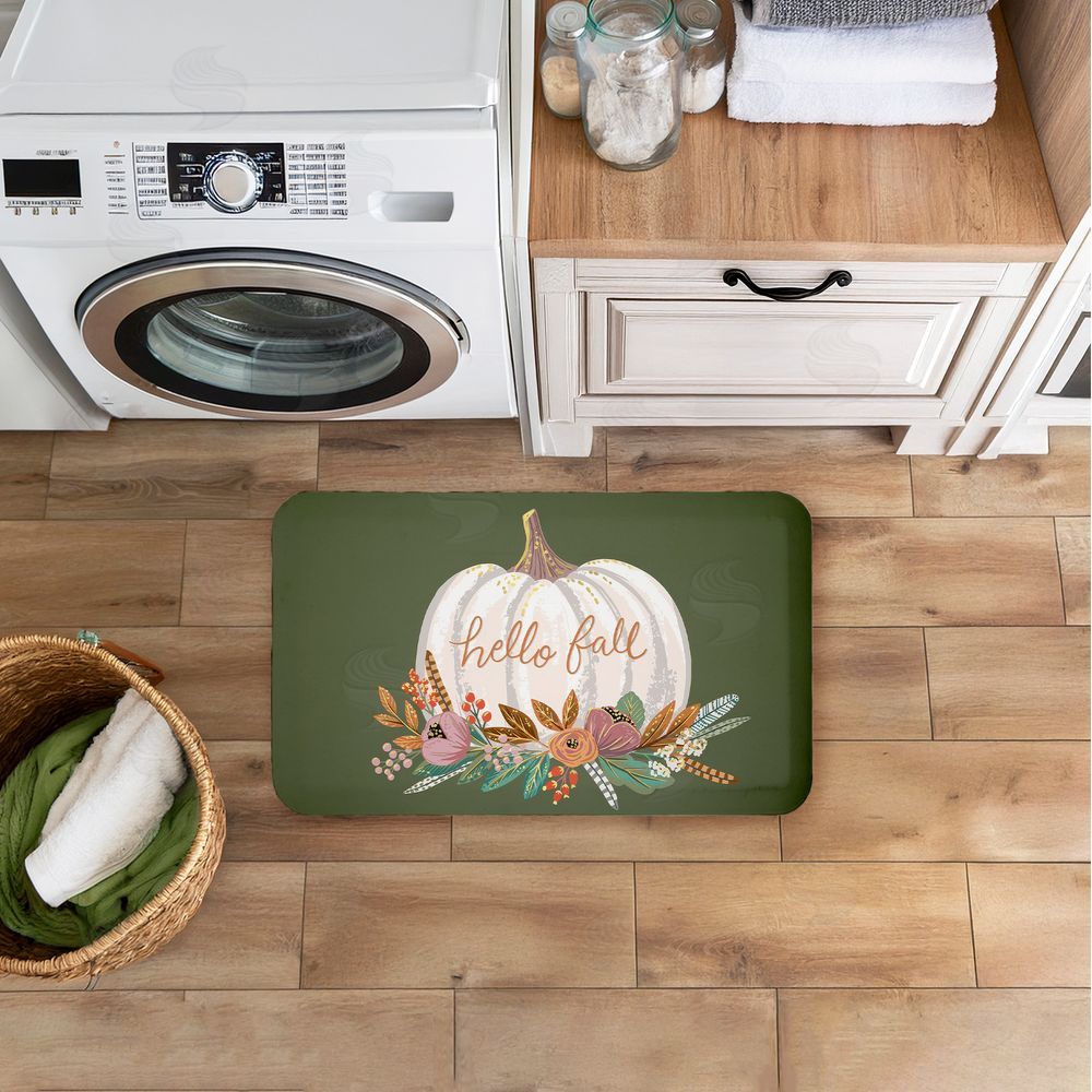 Caroline Alfreds Floral Pumpkin Fall Greeting Kitchen Floor Mat