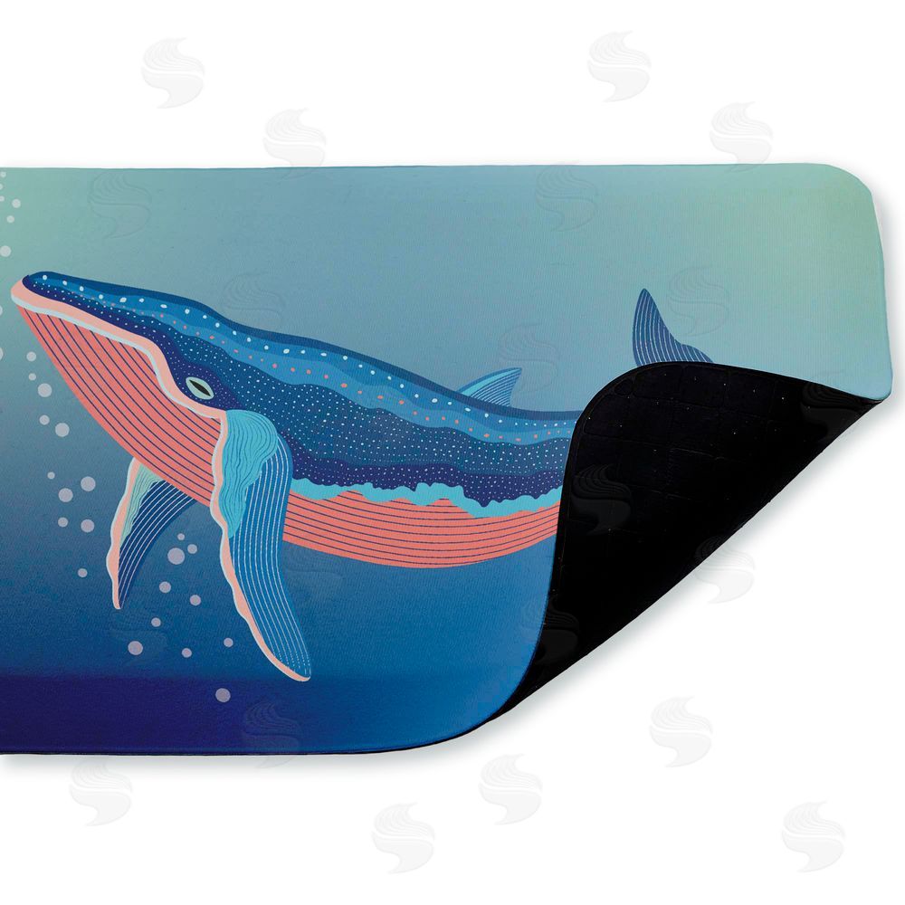 Darlene Seale Coastal Whale with Bubbles Kitchen Floor Mat