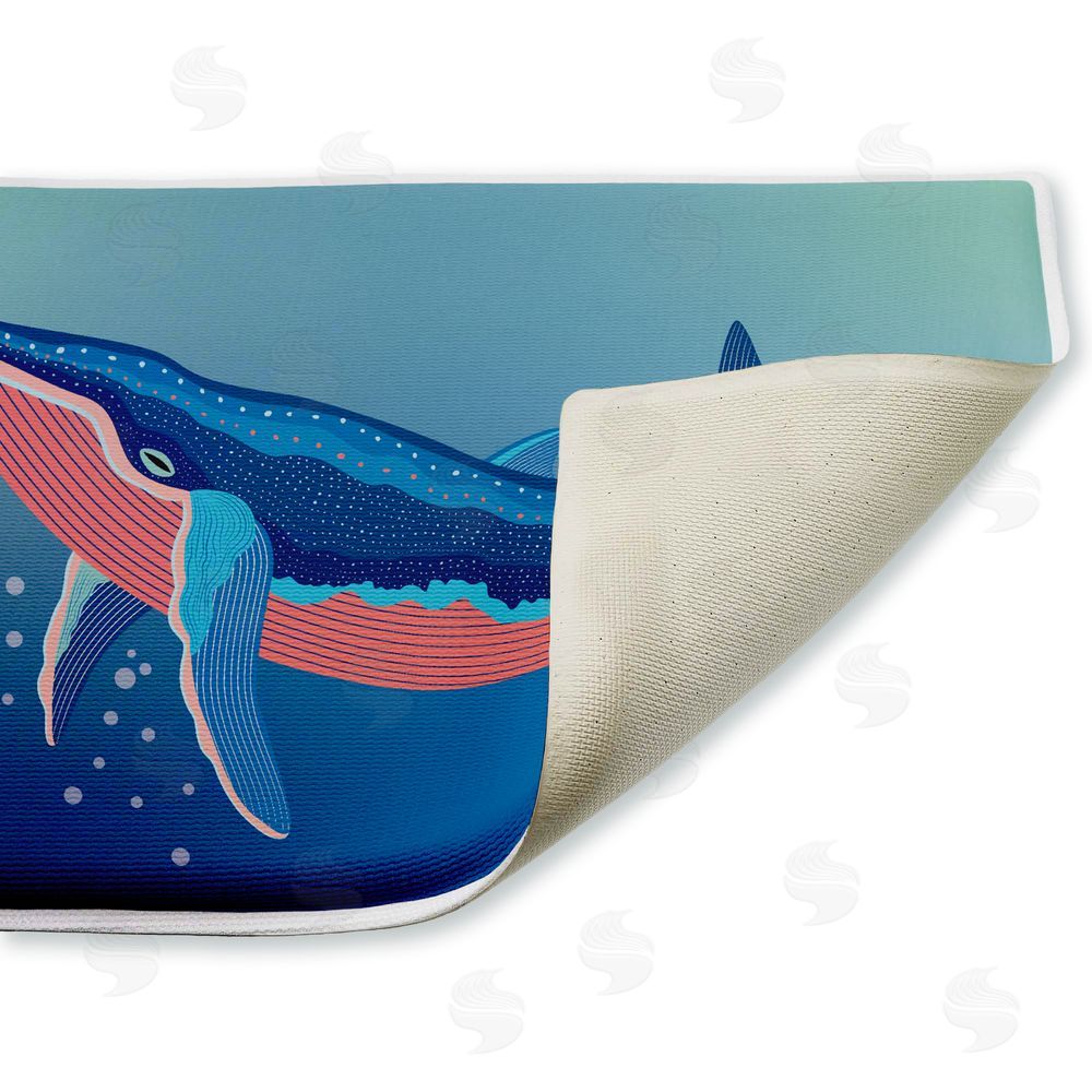 Darlene Seale Coastal Whale with Bubbles Plush Bathroom Floor Mat