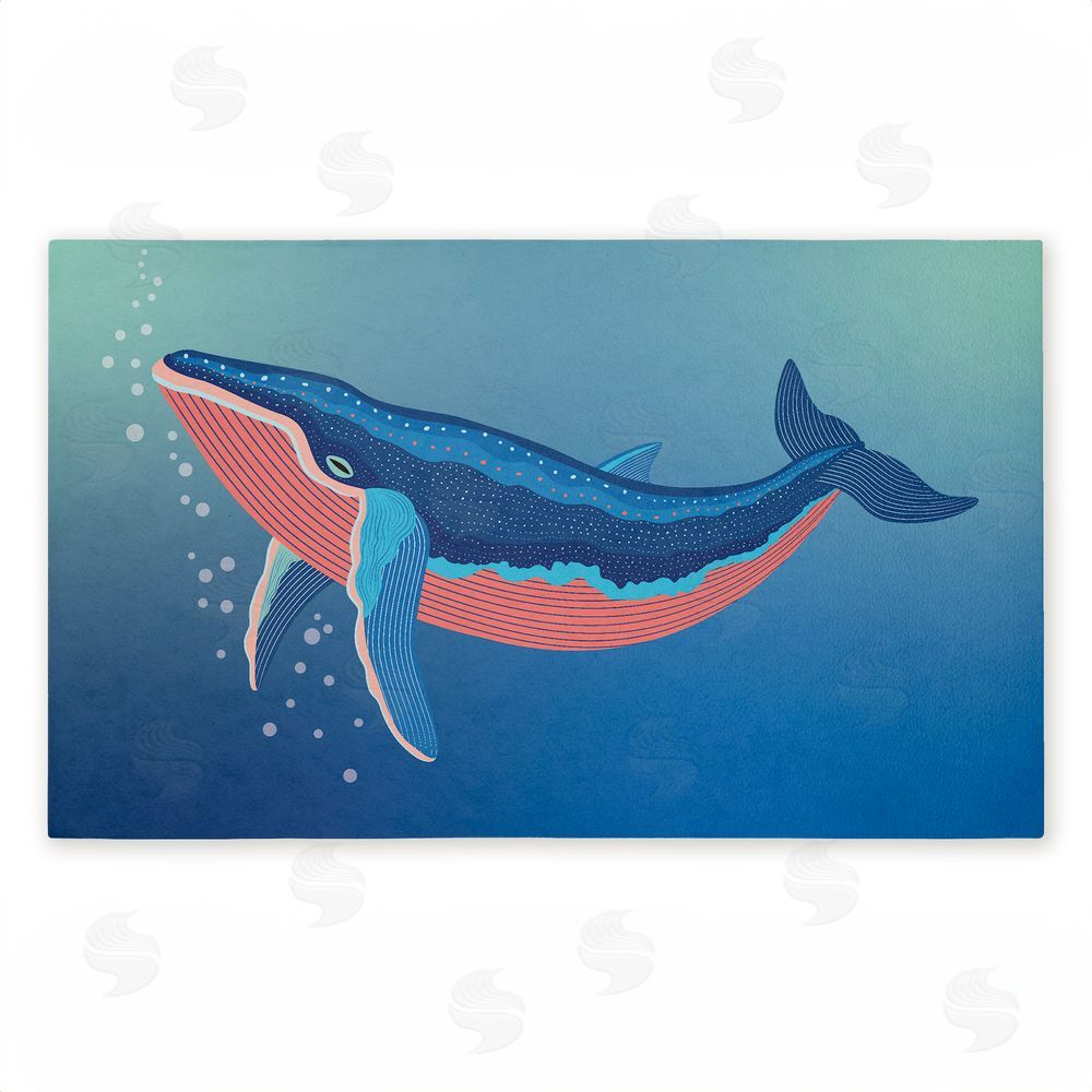Darlene Seale Coastal Whale with Bubbles Unwoven Outdoor Door Mat