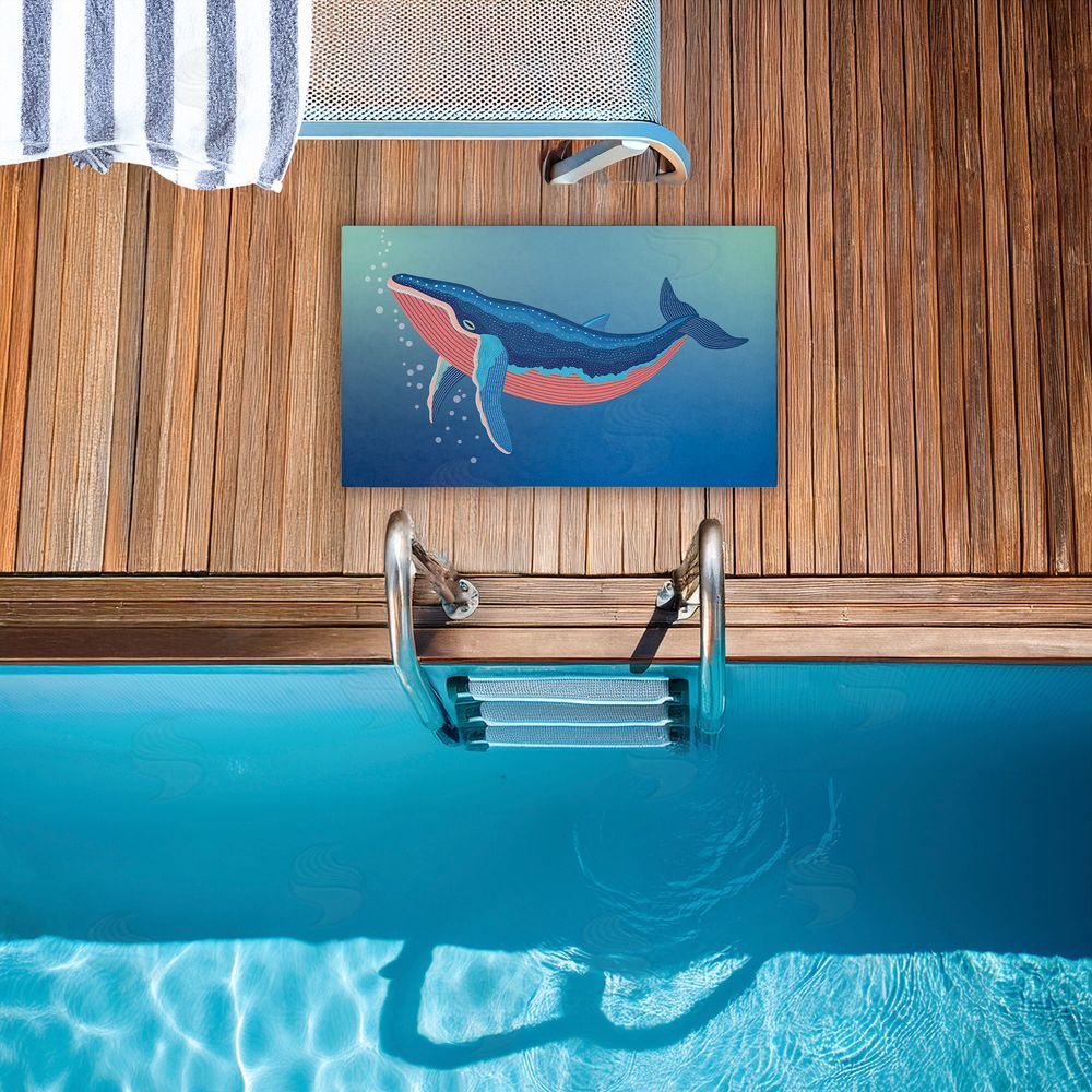 Darlene Seale Coastal Whale with Bubbles Unwoven Outdoor Door Mat