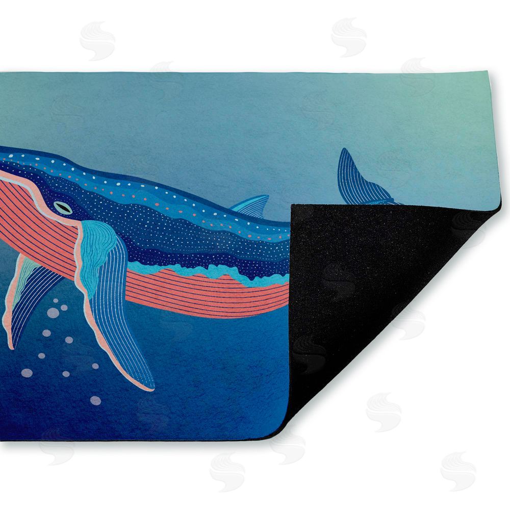 Darlene Seale Coastal Whale with Bubbles Unwoven Outdoor Door Mat