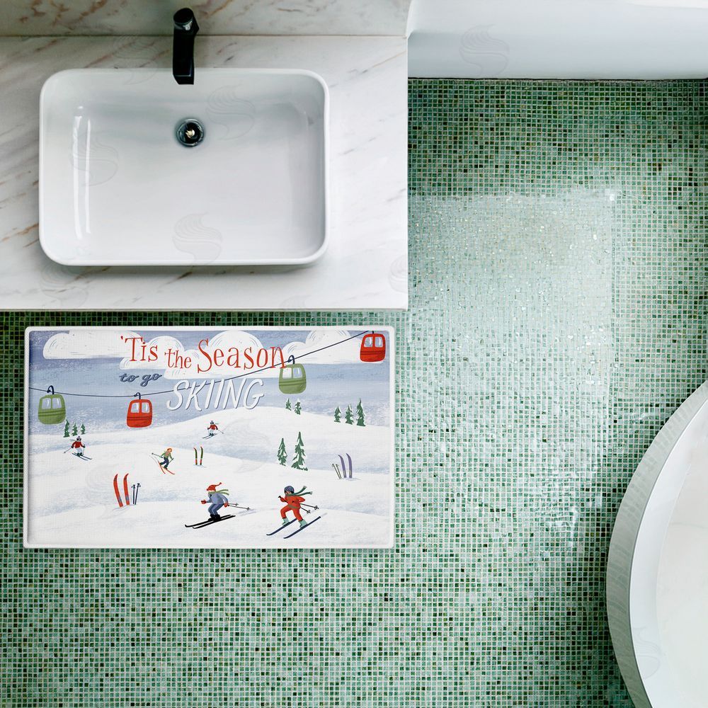 Caverly Smith Tis The Season Ski Slopes Plush Bathroom Floor Mat