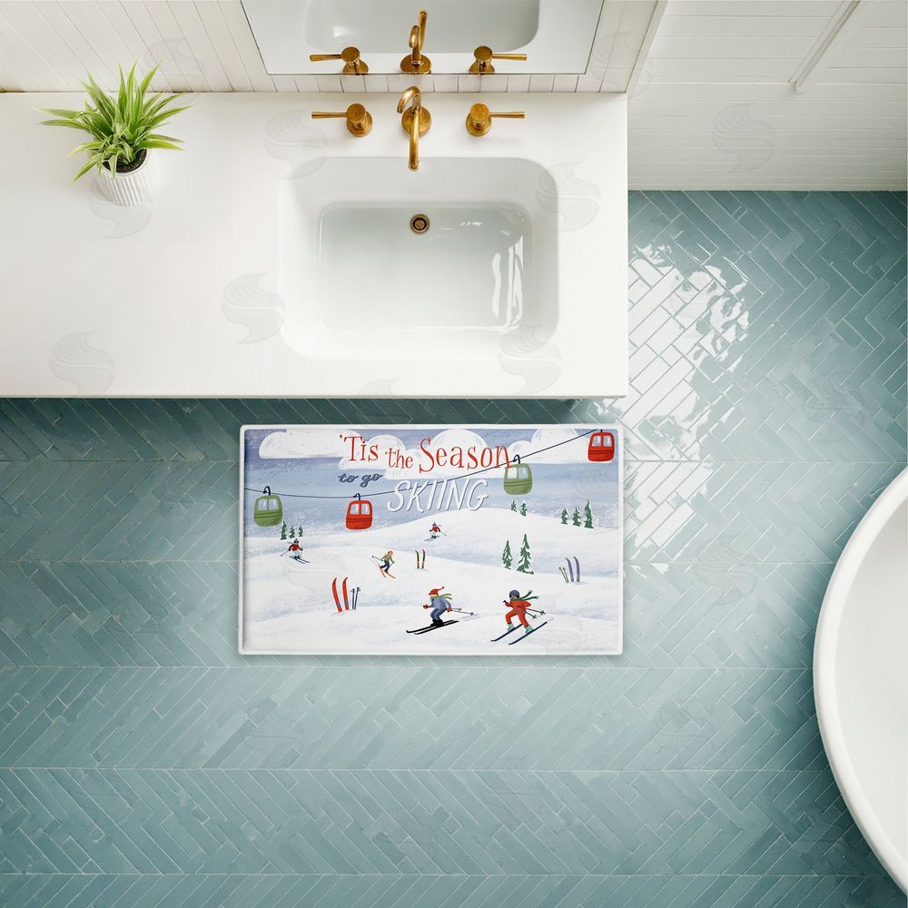 Caverly Smith Tis The Season Ski Slopes Plush Bathroom Floor Mat