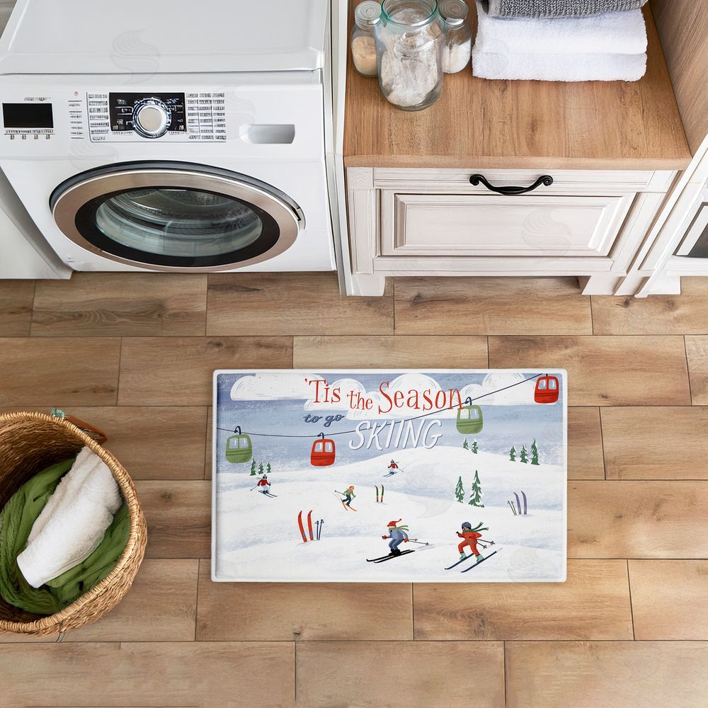 Caverly Smith Tis The Season Ski Slopes Plush Bathroom Floor Mat