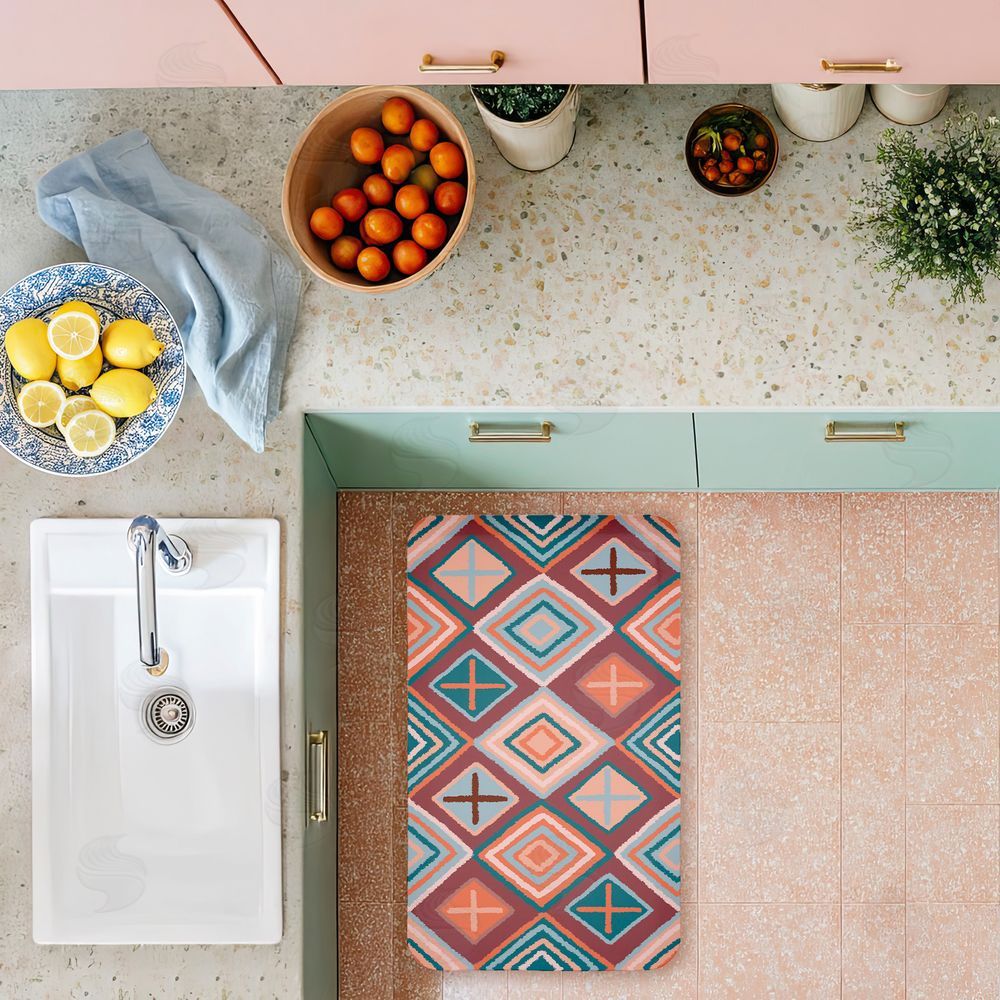 Darlene Seale Bold Geometric Patterns Kitchen Floor Mat