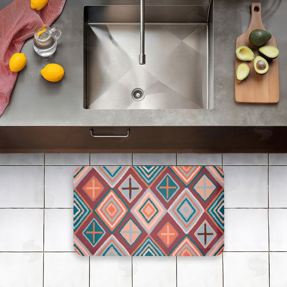 Darlene Seale Bold Geometric Patterns Kitchen Floor Mat
