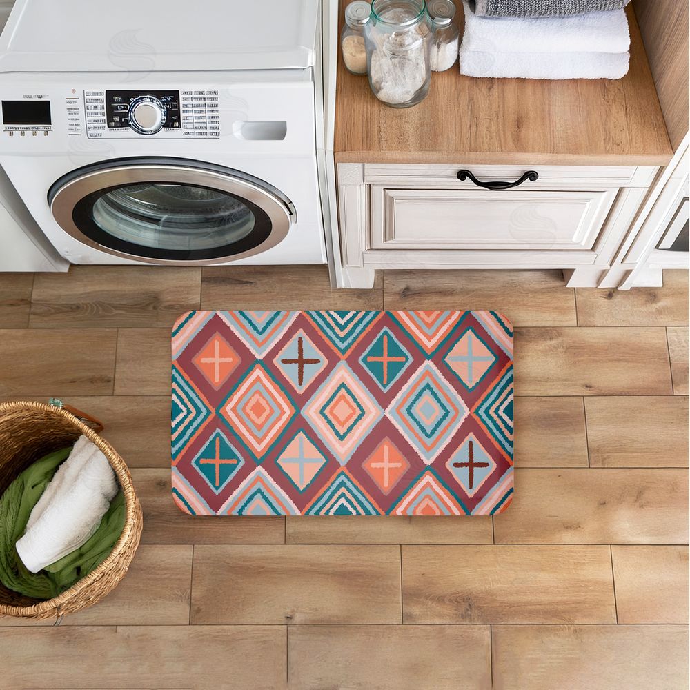 Darlene Seale Bold Geometric Patterns Kitchen Floor Mat