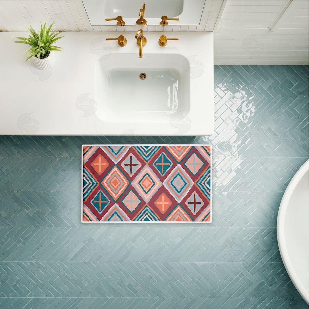 Darlene Seale Bold Geometric Patterns Plush Bathroom Floor Mat