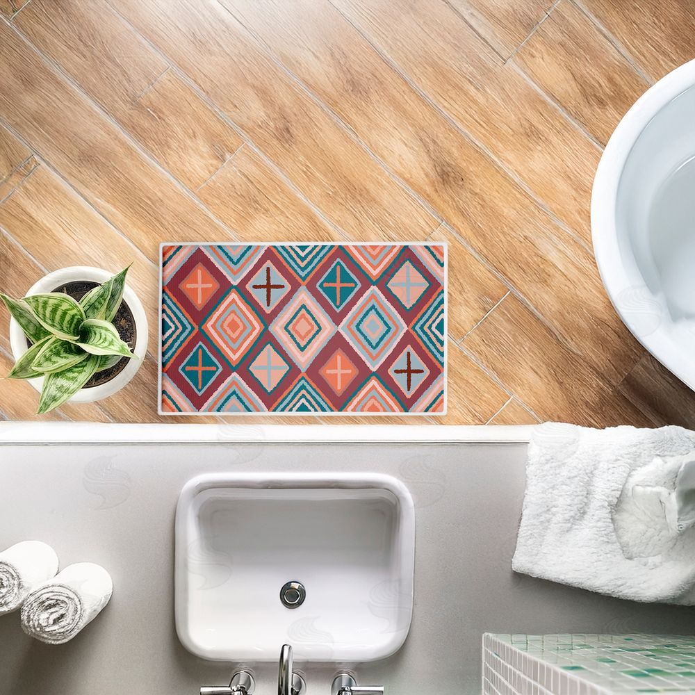 Darlene Seale Bold Geometric Patterns Plush Bathroom Floor Mat