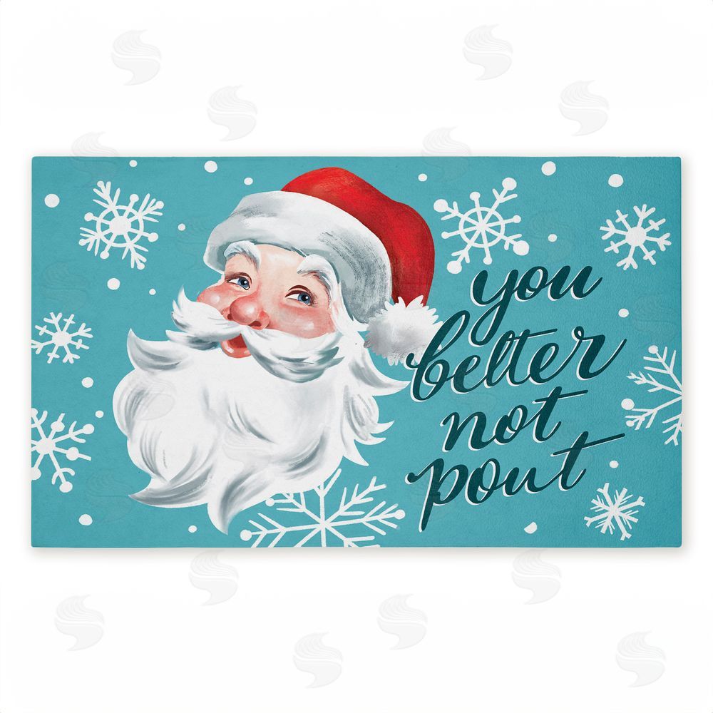 Caverly Smith Better Not Pout Antique Santa Unwoven Outdoor Door Mat