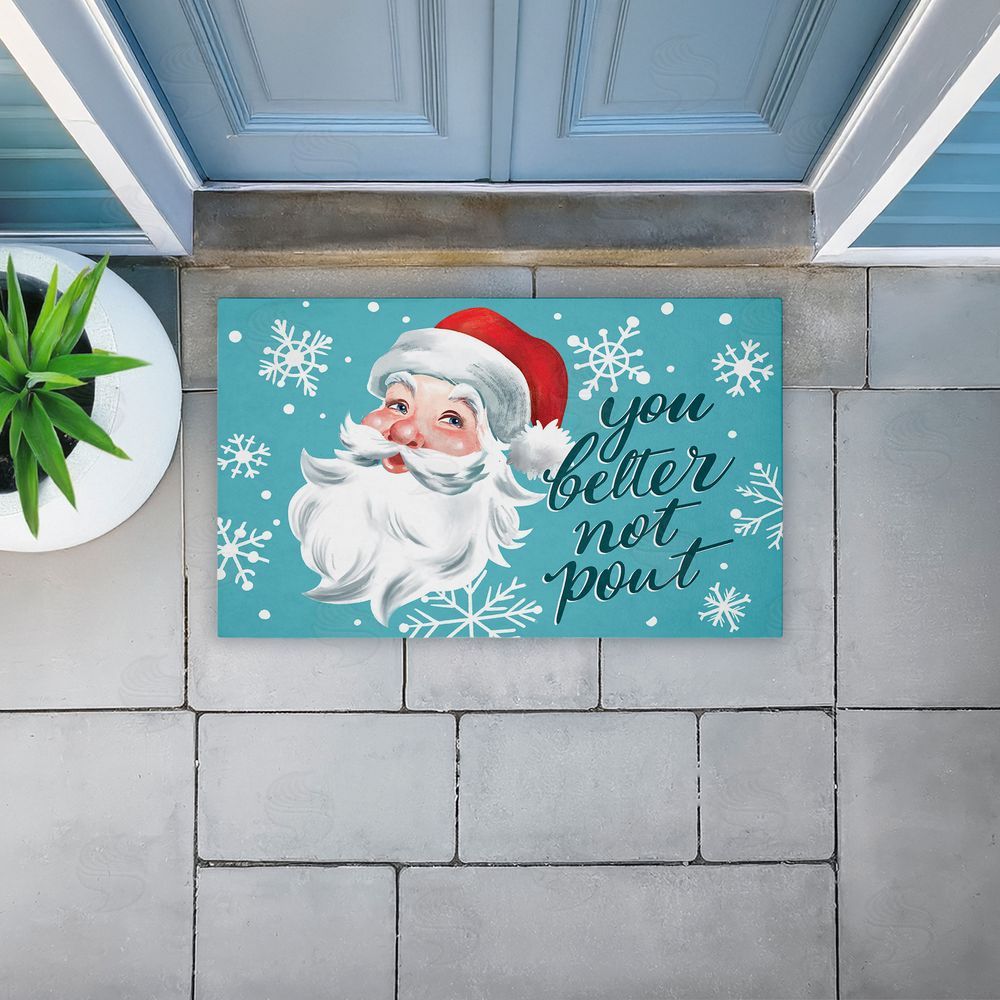 Caverly Smith Better Not Pout Antique Santa Unwoven Outdoor Door Mat