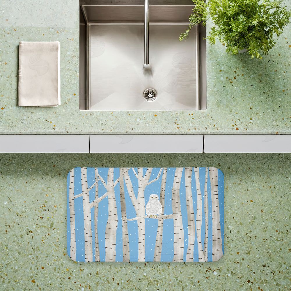 Darlene Seale Winter Birches & Owl Kitchen Floor Mat
