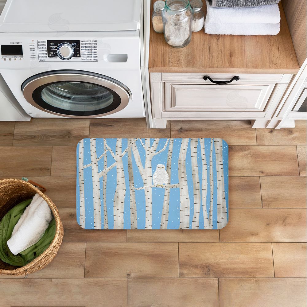Darlene Seale Winter Birches & Owl Kitchen Floor Mat