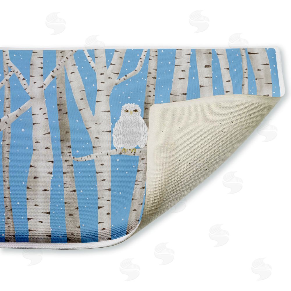 Darlene Seale Winter Birches & Owl Plush Bathroom Floor Mat
