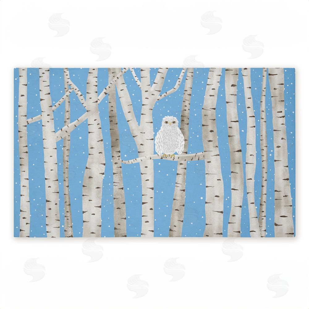 Darlene Seale Winter Birches & Owl Unwoven Outdoor Door Mat
