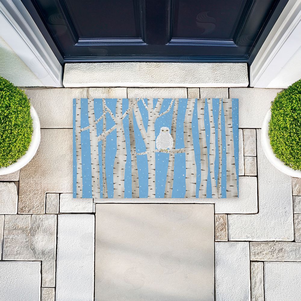 Darlene Seale Winter Birches & Owl Unwoven Outdoor Door Mat