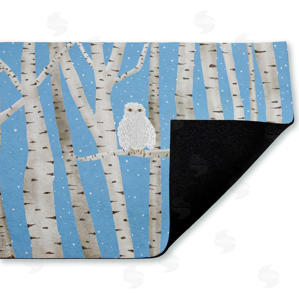 Darlene Seale Winter Birches & Owl Unwoven Outdoor Door Mat