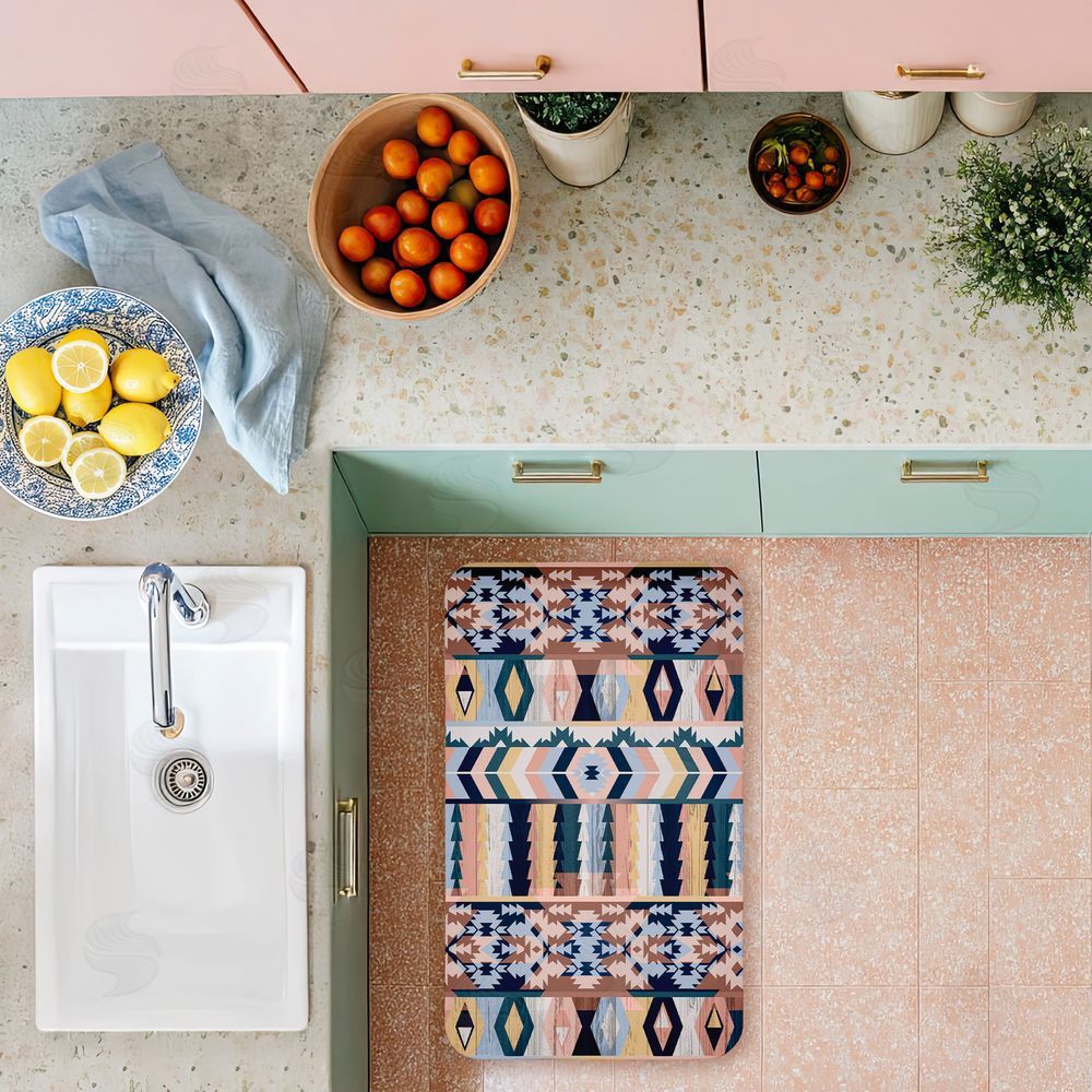 Jennifer Ellory Subtle Boho Geometrics Kitchen Floor Mat
